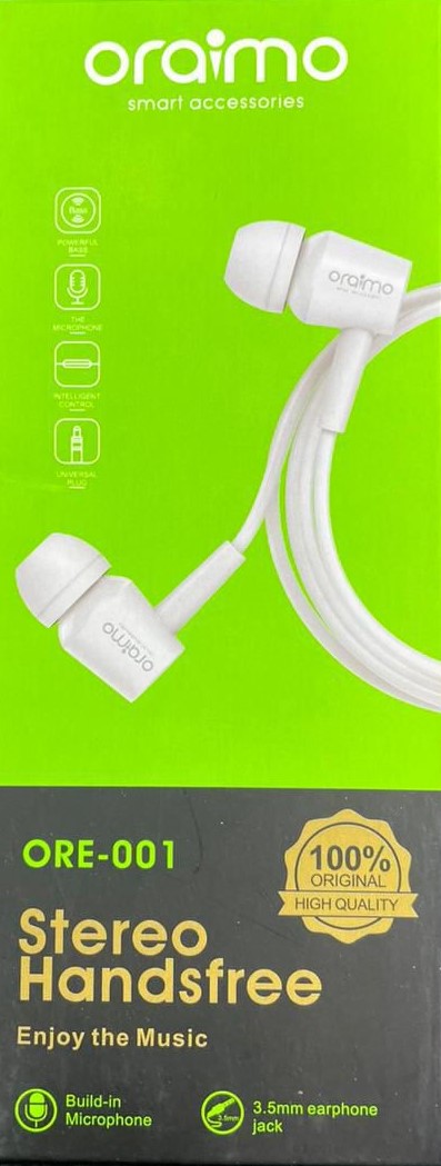 Oraimo Stereo Handsfree Earphones - Comfortable Fit & Clear Audio